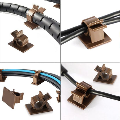 Viaky Adjustable Cable Clips, 30 Pcs Brown Adhesive Holder Ideal Cord Winder Management for Organizing Wires-Car Home Office and Desk Nightstand