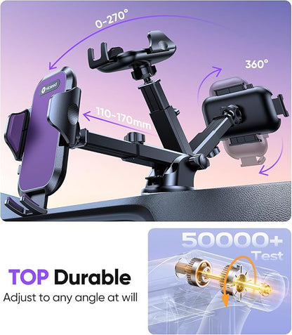 VICSEED Purple Phone Holders for Your Car [Upgraded True Military-Grade Strongest Suction] Cell Phone Mount for Car Dashboard Windshield Vent Truck Boat Stand Adjustable for iPhone Android