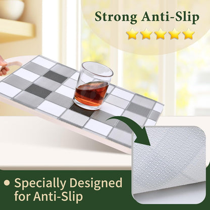 Drawer and Shelf Liner for Kitchen Cabinet: 17 in X 30 Ft Non Slip Waterproof Shelf Paper Non Adhesive Refrigerator Liners Gray Mosaic Easy Liners for Bathroom