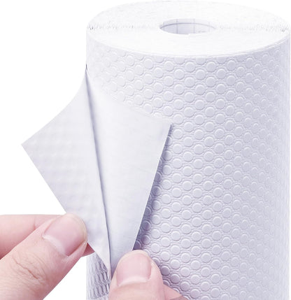 PABUSIOR Adhesive Cabinet Drawer Liner: Peel and Stick Cupboard Mat 10 Inch x 300 Inch - Non-Slip Waterproof Kitchen Shelf Liner for Narrow Pantry Shelves White