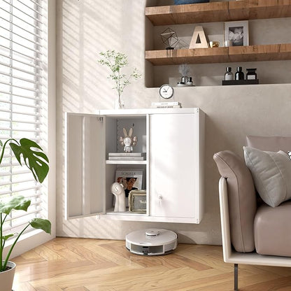 GREATMEET Metal Wall Cabinet, Wall Mounted Storage Cabinet