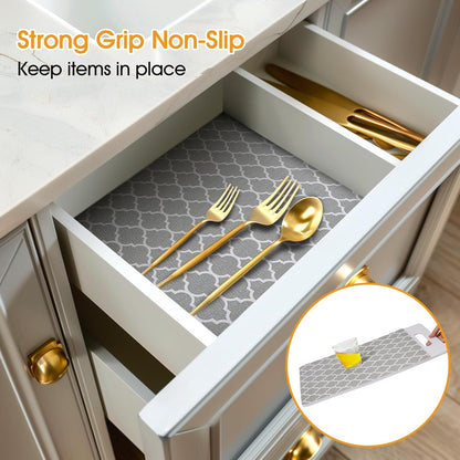 Shelf and Drawer Liner for Kitchen Cabinets Non-Adhesive, Strong Grip Non-Slip Thickened Cabinet Liners for Shelves, Waterproof Mats for Dresser Cupboard, Gray, 23 in x 30 Feet