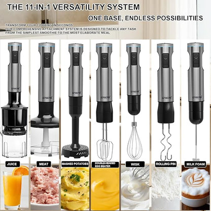 Handheld Immersion Blender Bundle, 1000W Powerful 11-in-1 Set