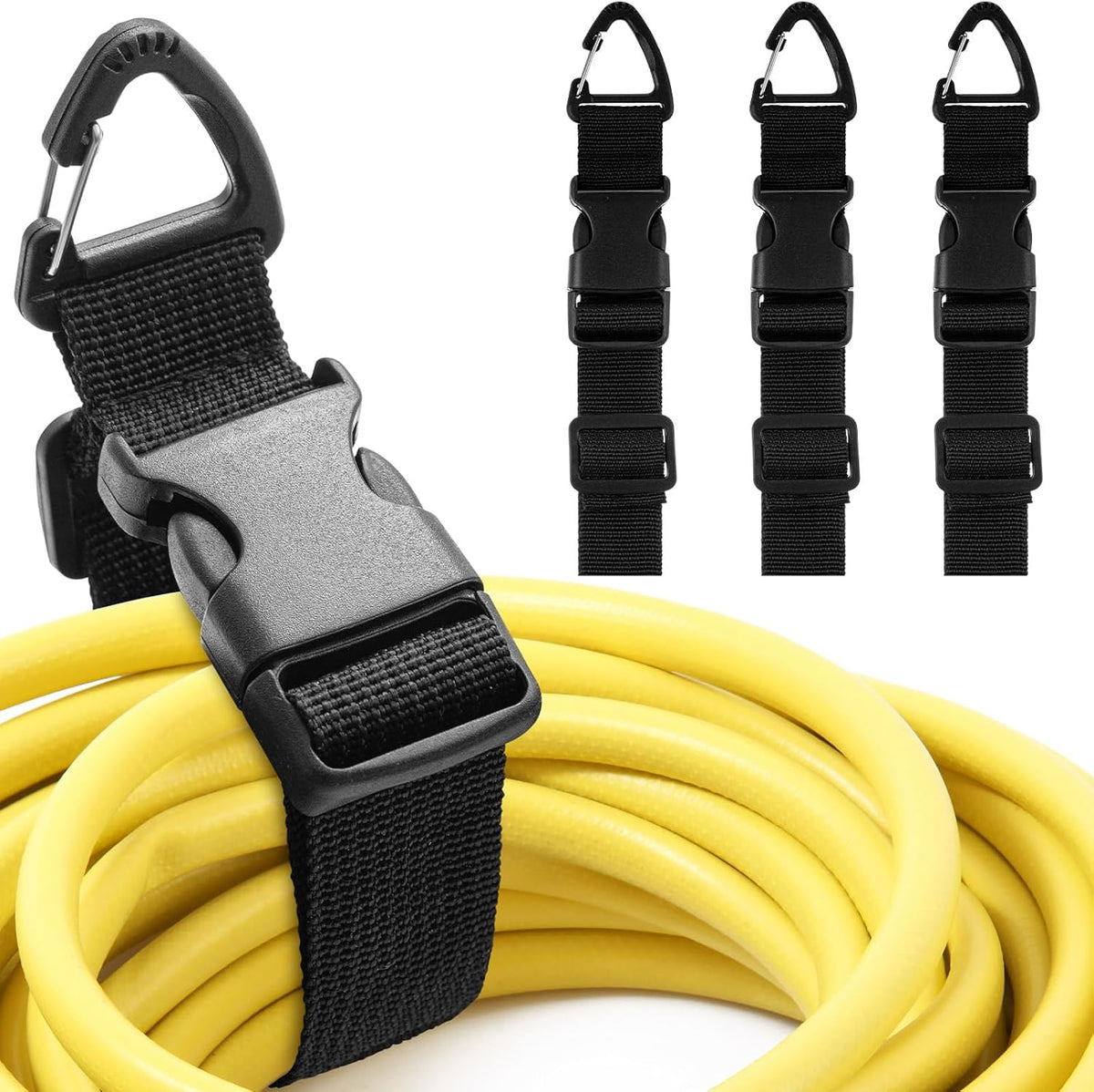 3 Pack 17 Inch Adjustable Extension Cord Holder Organizer with Triangle Clips Heavy Duty Storage Straps Extension Cord Hanger for Men Workshop and Garage Organization and Storage (Black)