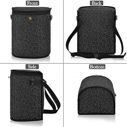 Black Leopard Car Trash Can Animal Skin Print Car Garbage Bag with Lid Hanging Waterproof Leak Proof Vehicle Storage Bin