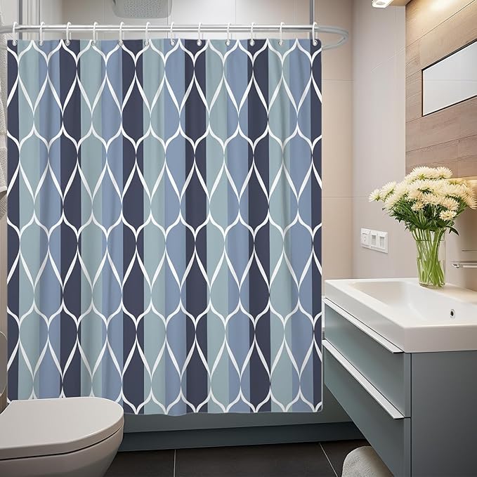 MCCKTIU Blue Shower Curtain RV Shower Curtain Modern Bathroom Shower Curtains Waterproof Fabric Machine Washable Shower Curtain Set 47 x 64 Inches