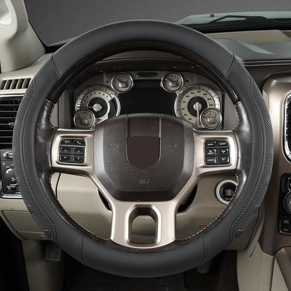 GIANT PANDA Car Steering Wheel Cover for RAM 1500 2500 3500, Compatible with Dodge RAM 15.5-16 inches - Black
