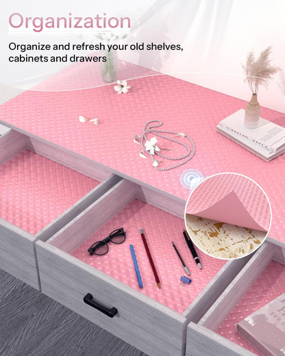 Shelf and Drawer Liner for Kitchen Cabinet, Non-Adhesive 18in x 120in Waterproof Contact Paper Refrigerator Liners Thickened Durable EVA Material Non Slip Mat for Dresser Cupboard Pantry Protector
