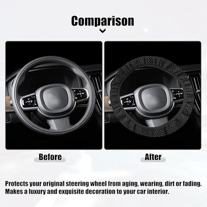 X AUTOHAUX Steering Wheel Cover Universal Elastic Stretch Antislip Breathable Microfiber Ice Silk Interior Trim Wheel Protector for Car Truck SUV Black