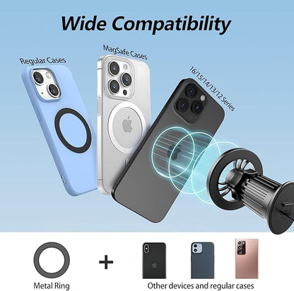 for [Magsafe Car Mount] [360°Flexible Rotation] [20X Strong Magnets] Upgraded Metal Hook, Hands-Free Phone Holder Fit for iPhone 16/15/14/13/12 Series, Black