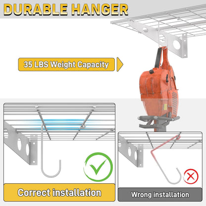 Ultrawall Garage Wall Shelves, 2 x 4 ft Wall Mounted Storage Shelves, Heavy Duty Wall Shelving with Hooks, Holds Up to 220 Lbs, 2Pack, White