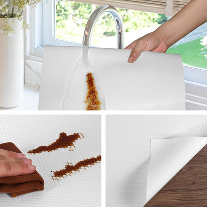 Shelf Liners for Kitchen Cabinets Non Adhesive Drawer Liner for Bathroom Waterproof Refrigerator Liners for Shelves Fridge Plastic Mats Cabinet Cupboard Liner White 11.8 x 59 Inches