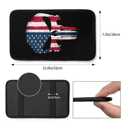 Face American Flag Car Auto Armrest Cushion Cover Accessories Center Console Seat Box Pad Protector Universal Decoration for Most Vehicle SUV Truck