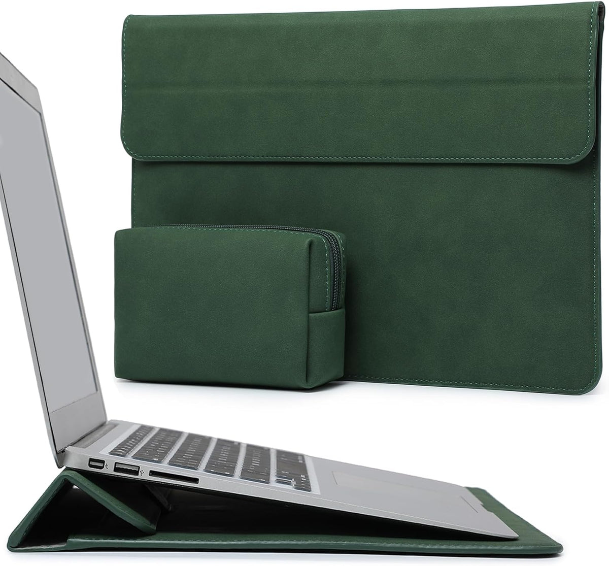 HYZUO 15 Inch Laptop Sleeve Case with Stand for MacBook Air 15 M4 A3241 M3 A3114 M2 A2941 2025-2023, 15" Surface Laptop 7/6/5/4, MacBook Pro 15 A1990 A1707 2019-2016, with Pouch, Midnight Green