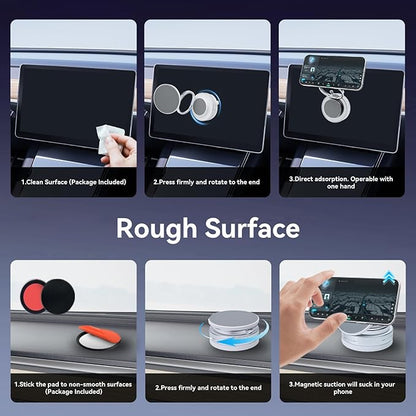 Upgraded 360° Nano Gel Vacuum Magnetic Car Phone Holder Ultra Strong Suction Magnetic Force for MagSafe, iPhone Air 17 16 15 14 13 12 Pro Max , Foldable Retractable Mount for Car/Dashboard/Gym/Mirror