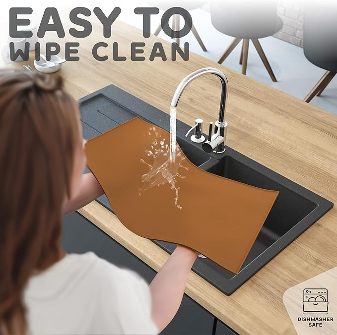 Dog Food Mat - 24x15 Raised Edges Dogs Mat for Food and Water Prevent Spill, Waterproof Cat Food Mats Protect Floors, Easy Clean Dog Bowl Mats for Food and Water, Silicone Pet Feeding Placemats