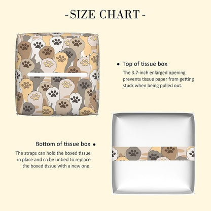 POIUBLE Cute Cat Paws Tissue Box Cover Leather Tissue Box Holder Square Facial Paper Organizer Dispenser for Bathroom Kitchen Bedroom Vanity Countertop Night Stands