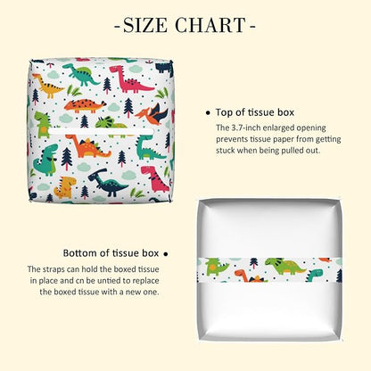 POIUBLE Leather Tissue Box Holder Cartoon Dinosaur Tissue Box Cover Square Waterproof Tissue Holder Organizer Modern Napkin Holder for Bedroom Dresser Night Stand Office Desk