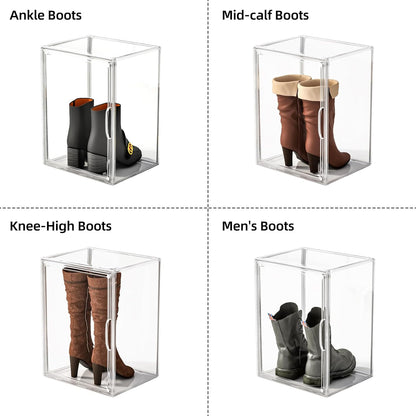 Acrylic Boot Storage Tall Boot Storage Boxes Clear Plastic Stackable Clear Acrylic Display Case for Collectibles, Display Box Case for Figures, Purse, 1 Pack, XXXL