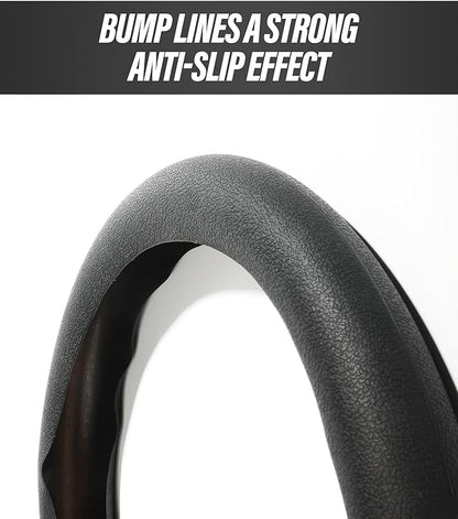 ESEWALAS Car Silicone Steering Wheel Cover,Soft Odorless Silicone Leather Texture Steering Cover,Universal 13-15inch Car Steering Wheel Protector (Black)