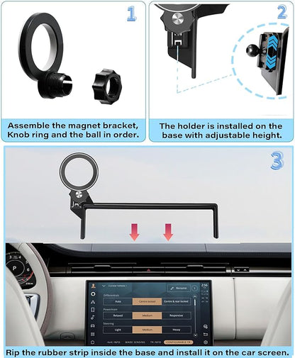 Car Phone Holder for 2023 2024 2025 Land Rover Range Rover/Range Rover Sport Accessories Apply to 13.1 Inch Touch Screen Fixed Clip Magnetic 360° Rotation Cell Phone Mount Hands-Free