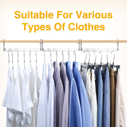 HOUSE DAY Space Saving Hangers for Clothes 4 Pack, Heavy Duty Hanger Organizer | 30 Lbs Capacity |, Metal Magic Hanger, Sturdy Multi Hangers, Closet Space Saver Closet Organizers and Storage