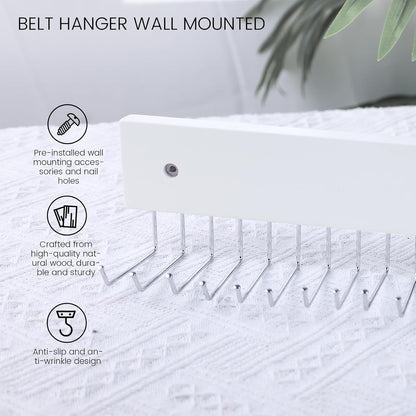 Tie Rack Wall Mounted, 180 Degree Rotating Tie Hanger Belt Holder Organizer Max 20 Storage for Purse, Scarves, Tank Top, Hats, Medals