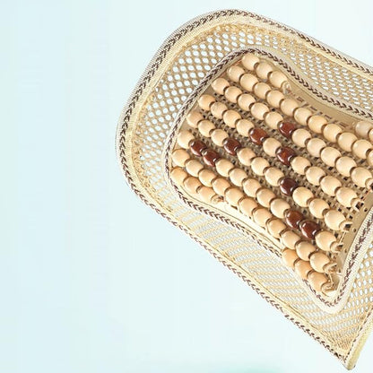 Natural Wood Beaded Seat Cover with Cooling Ventilated Mesh, Massage Seat Cushion with Lumbar Support for Car/Truck Driver