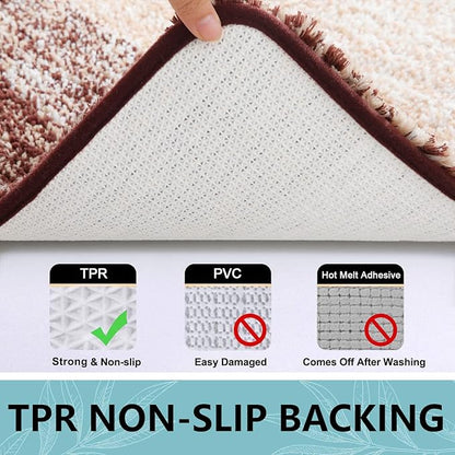 Arotive Microfiber Bathroom Rugs, Shaggy Soft and Absorbent Bath Rug, Non-Slip, Thick Plush Machine Washable Dry Bath Mats for Bathroom, Tub and Shower, 59x24, Brown, Rectangular