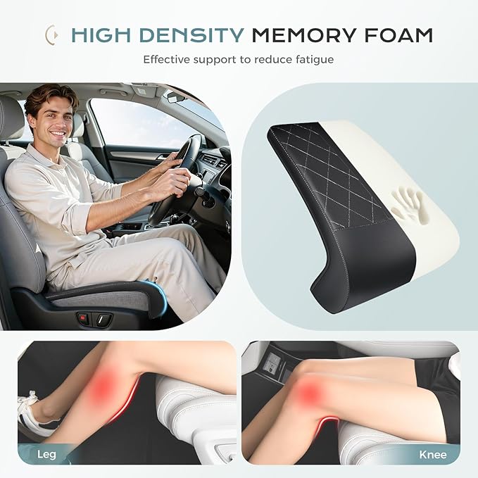 Coverado Car Seat Extender Leg Support, Leather Leg Extender Cushuin for Car Seats, Waterproof Car Seat Cushions Universal Fit for Most Vehicles (Black01)