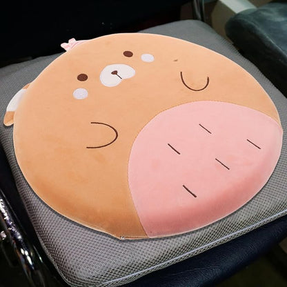 Memory Foam Car Seat Cushion and Office Chair Lumbar Support Pillow, Small Bear Design, Soft Non-Slip Pad for Truck, Wheelchair, and Sofa Use