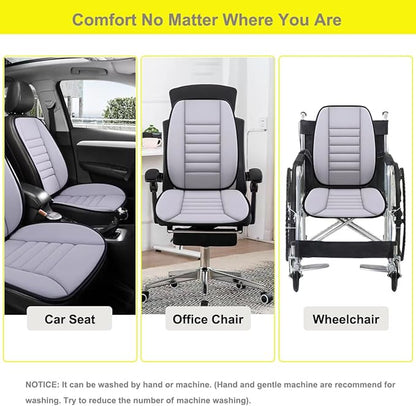 Generic Car Seat Cushion with Lumber Support Pillow- Used Memory Foam Design to Relief Pain and Enhanced Comfort for Automotive Seat Driver, Ergonomic Lumbar Comfort for Long Sitting, Light Grey