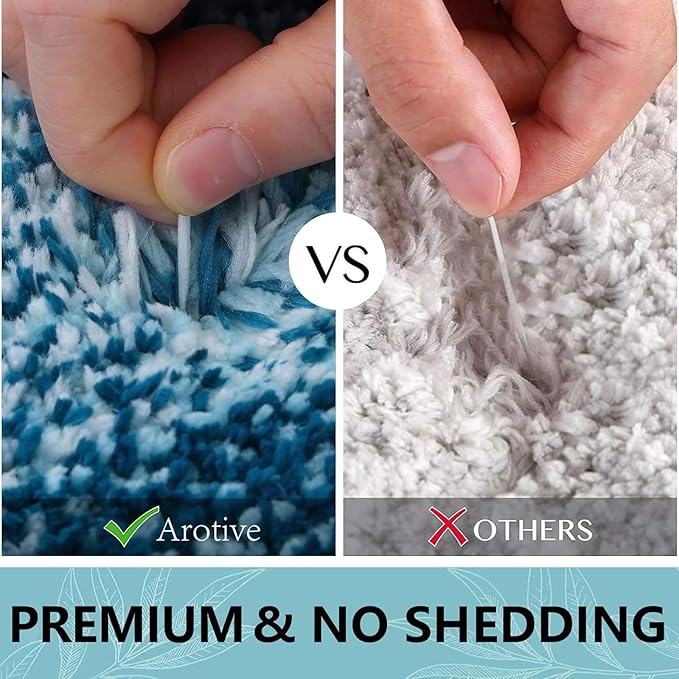 Arotive Microfiber Bathroom Rugs, Shaggy Soft and Absorbent Bath Rug, Non-Slip, Thick Plush Machine Washable Dry Bath Mats for Bathroom, Tub and Shower, 45x27, Peacock Blue, Rectangular