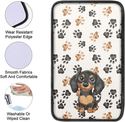UNICEU Dachshund Dog Paw Car Center Console Armrest Cover Pad for Women, Neoprene Car Interior Accessories Anti-Slip Soft Automotive Armrest Seat Box Cover Soft Console Pads