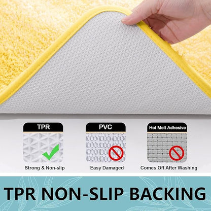Arotive Microfiber Bathroom Rugs, Shaggy Soft and Absorbent Bath Rug, Non-Slip, Thick Plush Machine Washable Dry Bath Mats for Bathroom, Tub and Shower, 44x24, Yellow, Rectangular