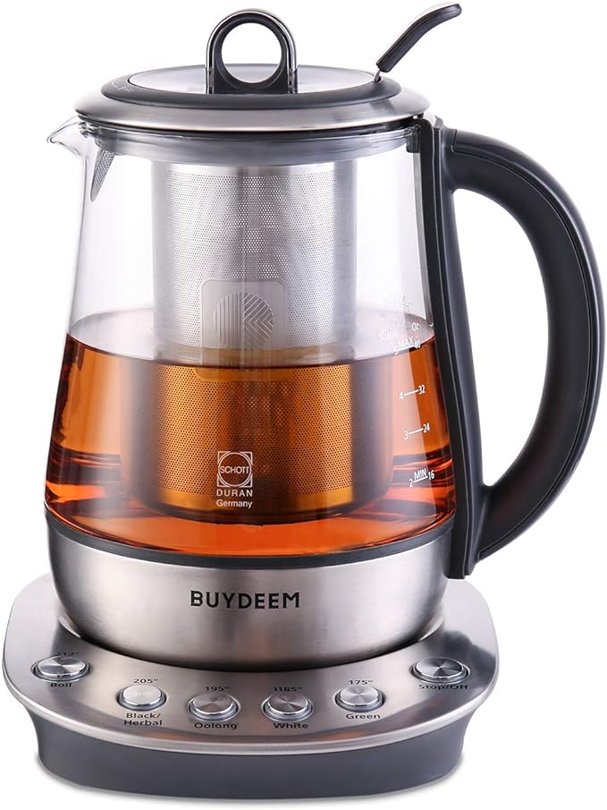 BUYDEEM K2423 Tea Maker, 316 Stainless Steel & Heat Resistant DURAN Glass
