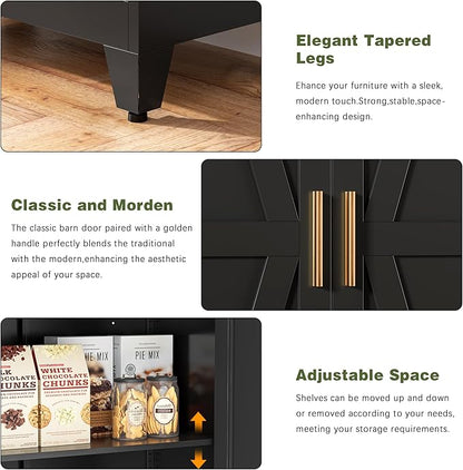COFaR Black Farmhouse Storage Kitchen Pantry Cabinet