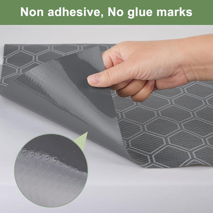 Non Adhesive Shelf Liner, Waterproof Drawer Liners for Kitchen Cabinet Refrigerator, No Slip Bathroom Sink Liners, Cupboard Fridge Liner EVA Place Mat Roll -17.5" x 118" Grey