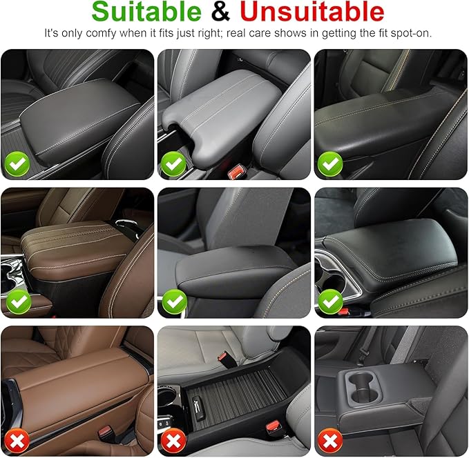 Center Console Cover for TL: Armrest Cover for Car with 2 Storage Bags - Scratch & Wear Resistant & Waterproof Leather Console Cover,Anti-Scratch Auto Armrest Pad Accessory （Beige