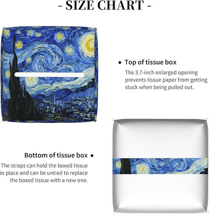 POIUBLE Starry Night Tissue Box Cover Leather Tissue Box Holder Square Facial Paper Organizer Dispenser for Bathroom Kitchen Bedroom Vanity Countertop Night Stands