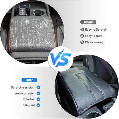 Center Console Armrest Cover for Honda Pilot 2023-2025/ Ridgeline 2024-2025/ Passport 2024-2026, Leather Armrest Lid Cushion Pad Armrest Seat Box Cover Mat (Black)