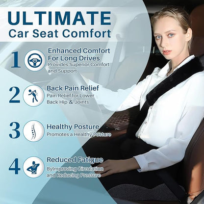 Memory Foam Car Seat Cushion for Driving, Sciatica Pain Relief, Wedge Truck Seat Cushion for Long Sitting, Adult Booster Cushion for Car, Truck, Desk, or Wheelchair (Darkgray)