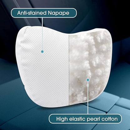 Upgraded Car Seat Neck Pillow - Adjustable Height Headrest Cushion - for Tesla Models 3/Y/S/X High Elastic Pearl Cotton Interior and Ventilated Nappa Leather - Neck Pain Relief (1 Pack Black)