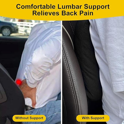 Graphene Lumbar Support Pillow for Car Driving Seat Relax Soft Lower Back Support Cushion for Sofa & Gaming Chair, Comfortable Couch Cushion with Machine Washable Cover(Black 2-Pack)