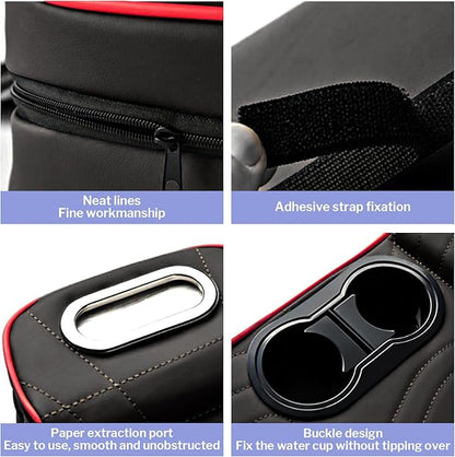LAFANDE Car Armrest Cushion | Heightening Pad Arm Rest for Car, Center Console Cover with Storage Bags Cup Holder, Tissue Box Slot, Easy to Install and Clean