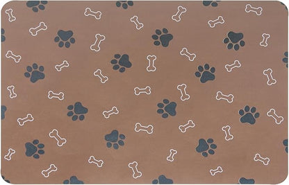 Pet Cat Dog Food Mat Non Slip Mat for Dog Water Bowl Mat Quick Dry Absorbent Cat Feeding Mat, 18.1 * 11.8 in, Brown
