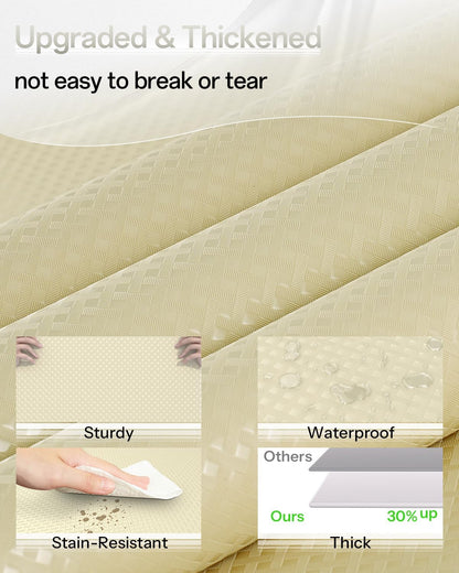 Shelf and Drawer Liner for Kitchen Cabinet, Non-Adhesive 12in x 360in Waterproof Contact Paper Refrigerator Liners Thickened Durable EVA Material Non Slip Mat for Dresser Cupboard Pantry Protector
