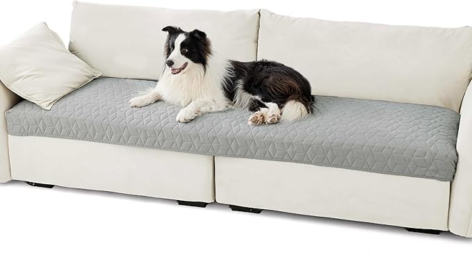 Bedsure 100% Waterproof Couch Cover for Dogs Washable - Non Slip Waterproof Dog Blanket for Couch Sofa, Lightweight Furniture Protector Durable for Pet Cat Puppy with Non-Slip Bottom, Grey, 30x95IN
