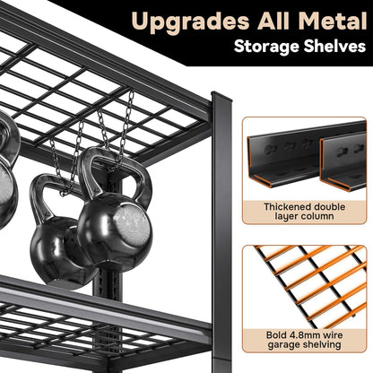 47.2''W Wire Shelving Unit,3500LBS Capacity Heavy Duty Storage Shelves，Adjustable Metal Shelving for Kitchen Pantry Office Wire Rack for College Dorm School, 47.2" W x 71.2" H x 23.6" D
