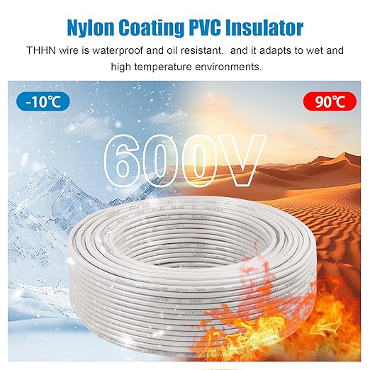 THHN Wire 10 Gauge 75 FT OFC Electrical Wire, 10 AWG Solid Copper Wire Rated up